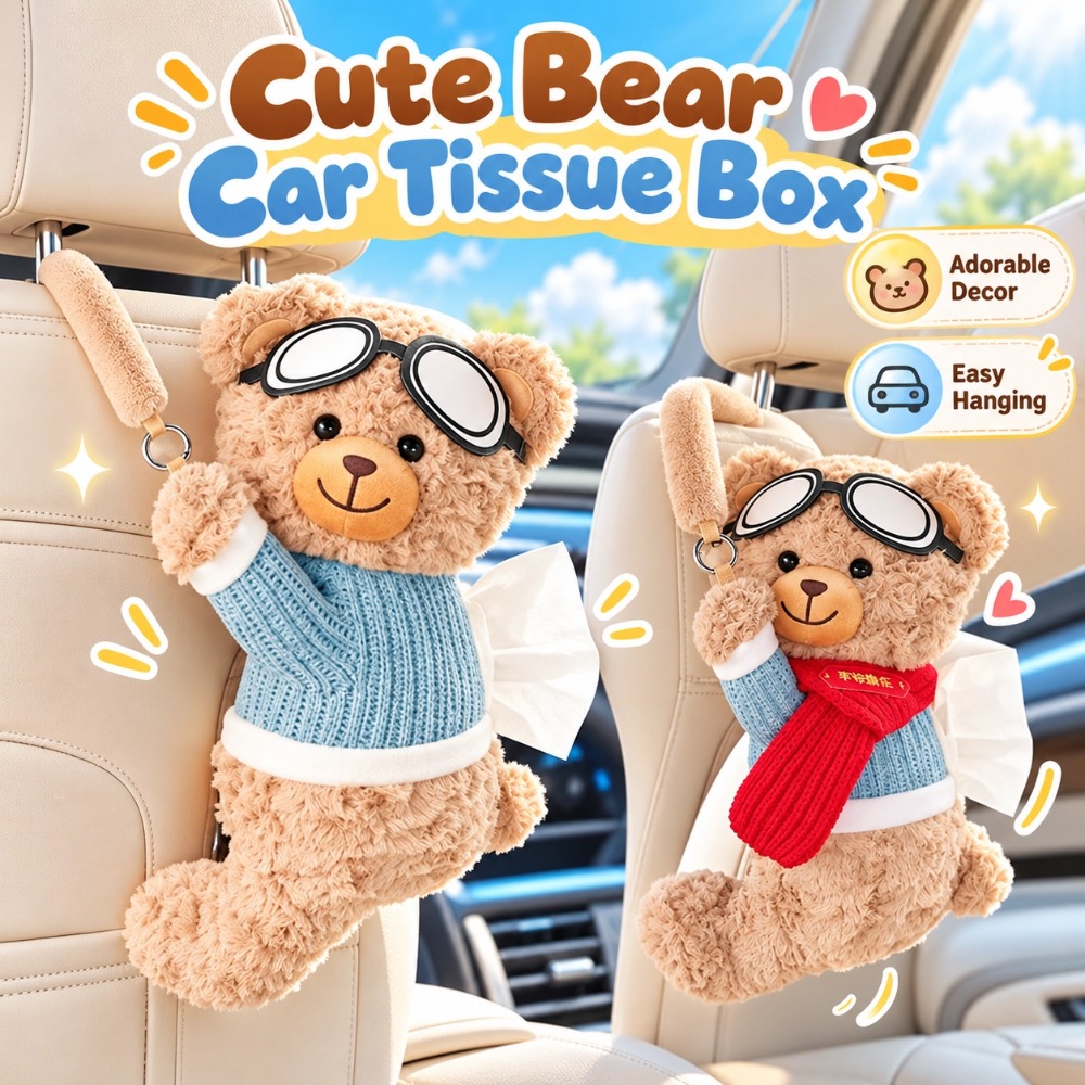 Lighting Mcqueen Bedroom Decor - Cute Bear Car Tissue Box Holder