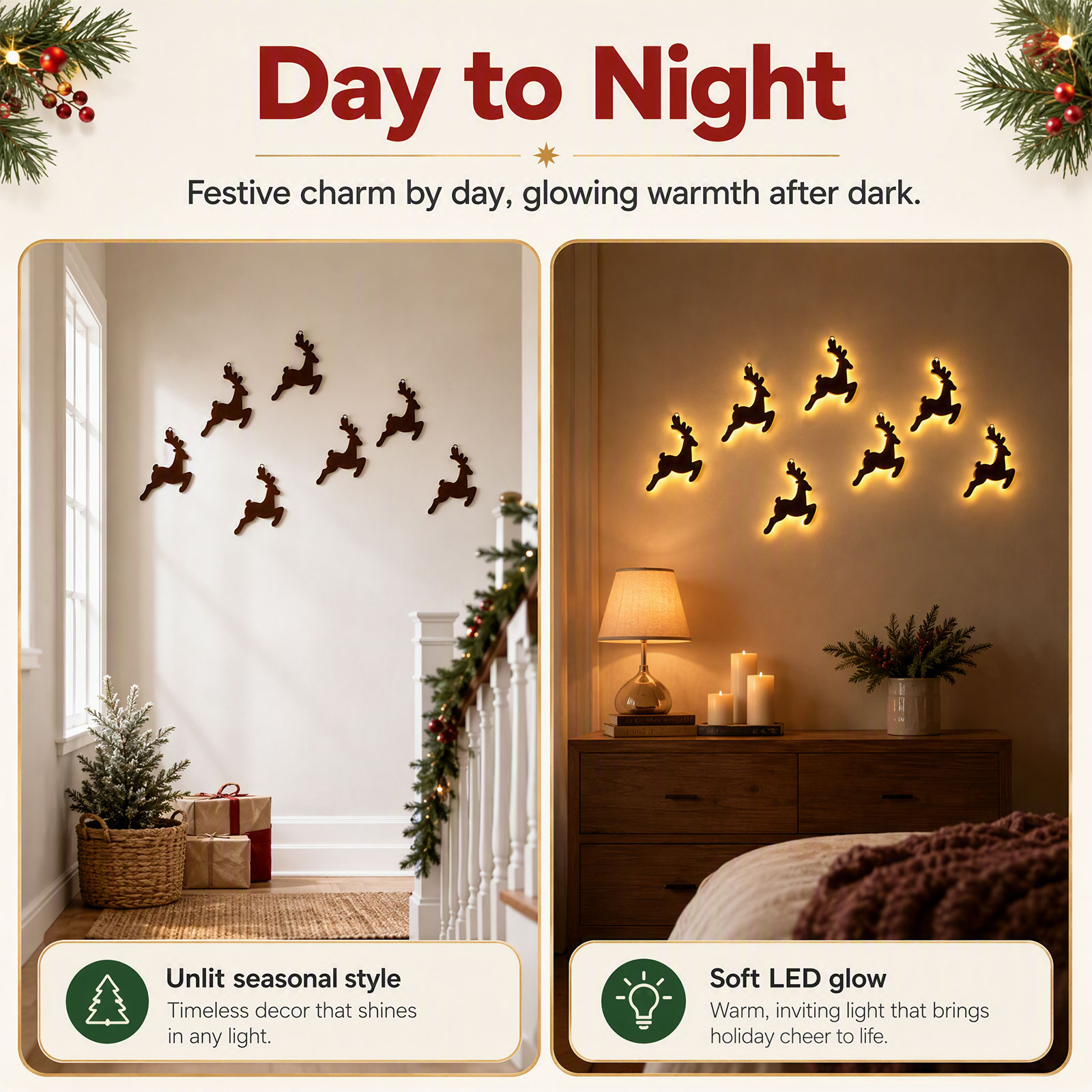 7PCS LED Light Up Reindeer Wal - Up Lighting Decor 评论和价格