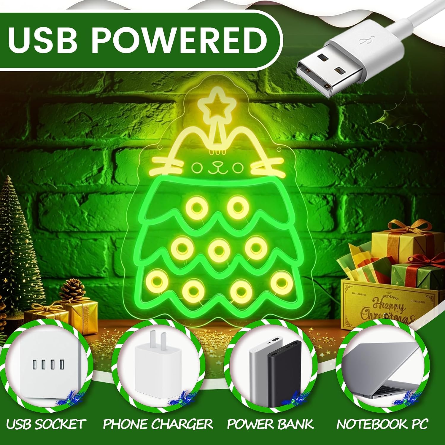 Christmas Tree LED Neon Sign U - Lighting Christmas Decor 评论和价格